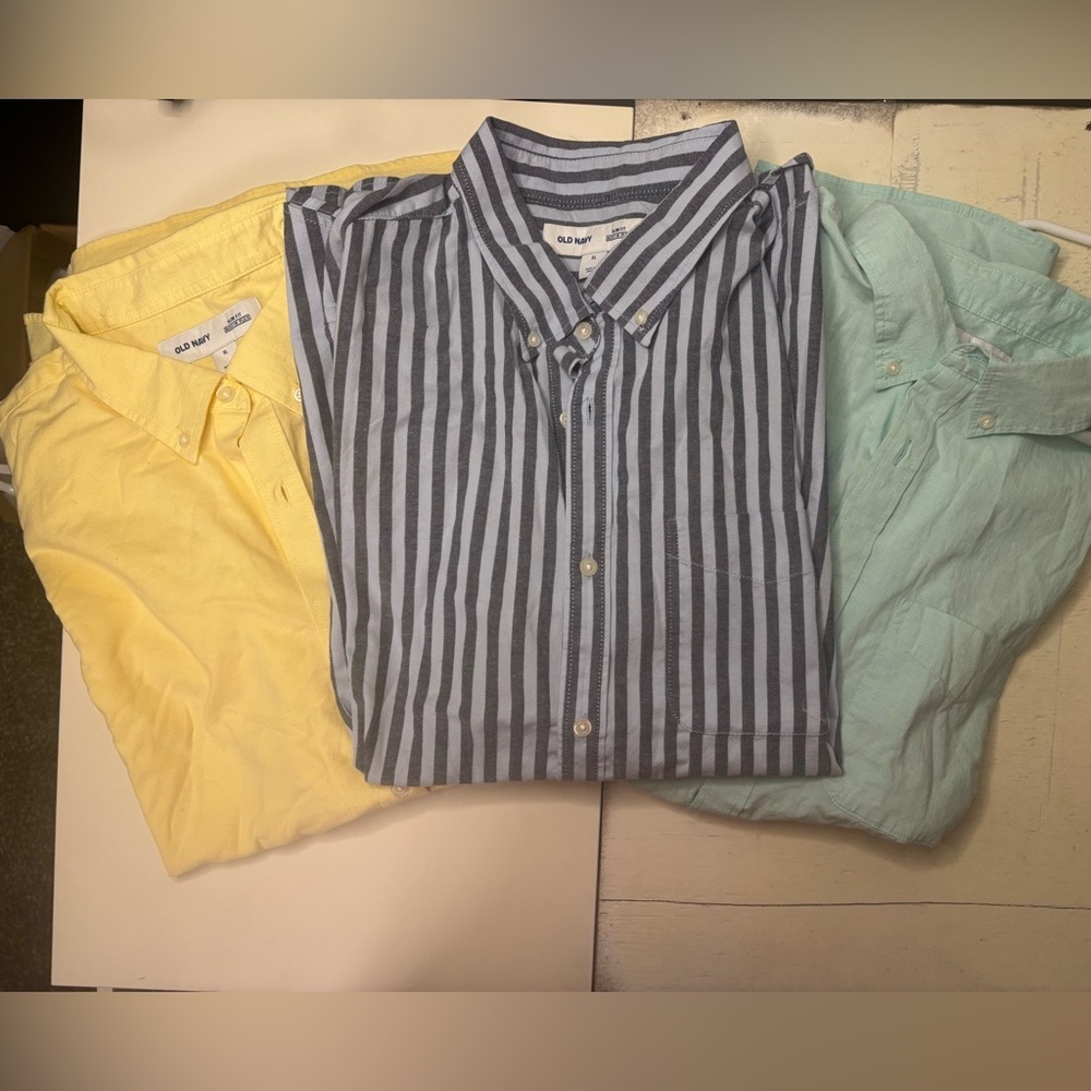 Old Navy Flex Slim Fit Button Down Short Sleeve Shirt Bundle 3 Size XL